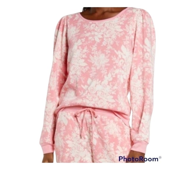 RACHEL PARCELL Pink Quill Rose Brocade Sweatshirt size small - Picture 2 of 7